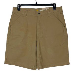 Carhartt Mens Rugged Flex Canvas Work Shorts Brown Loose Fit Stretch 34 New